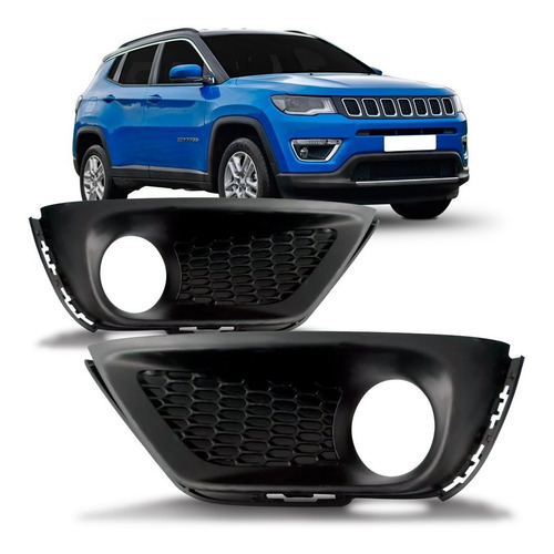 Par Moldura Farol Milha Compass 2017 2018 A 2021 C/ Furo Preto Ambos Lados