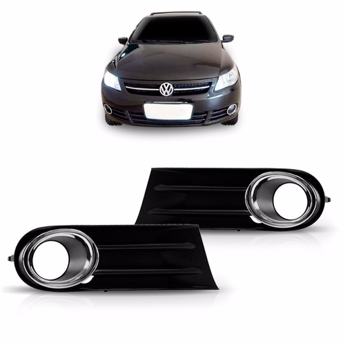 Par Moldura Friso Cromado Milha Saveiro G5 2009 10 11 2012 Preto