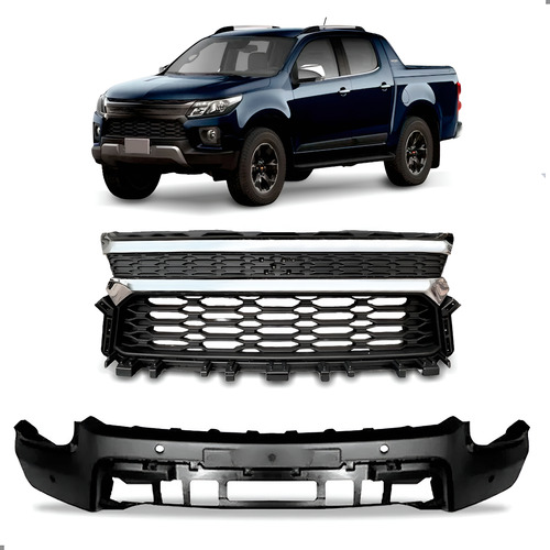 Kit Grade E Spoiler Dianteiro Para S10 2021 A 2024 Preto