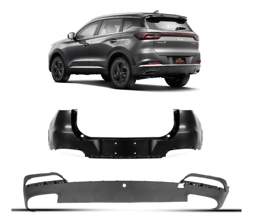 Kit Parachoque Traseiro E Spoiler Tiggo 7 Sport 2024 25 2026 Preto