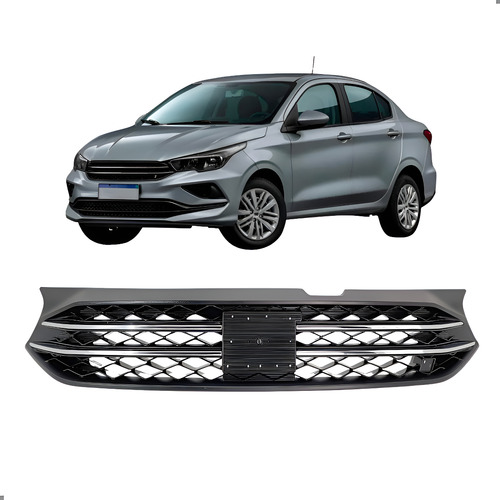 Grade Completa Fiat Cronos 2023 24 A 2026 Com Friso Cromado Preto