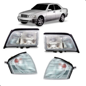 Kit Par Farol E Par Sinaleira Para Mercedes C220 94 95 1996 Ambos Lados