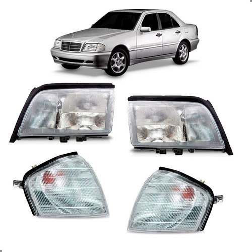 Kit Par Farol E Par Sinaleira Para Mercedes C220 94 95 1996 Ambos Lados