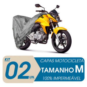02 Capas Cobrir Moto Impermeável Proteção Uv M Cinza