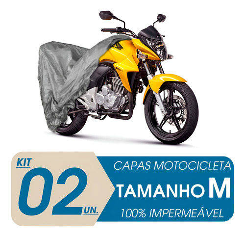 02 Capas Cobrir Moto Impermeável Proteção Uv M Cinza