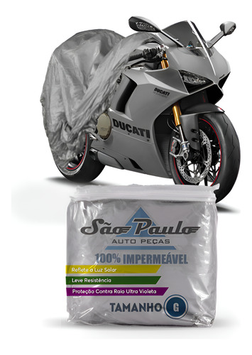 02 Capas Cobrir Moto Impermeável Proteção Uv G Cinza