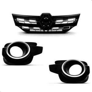 Tela Frontal Kwid 2017 A 2022 C/ Frisos E Moldura Cromada Preto