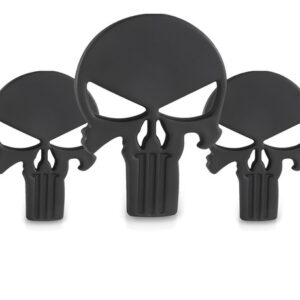 Kit 3 Emblemas Injetado Caveira Justiceiro Pequeno Preto