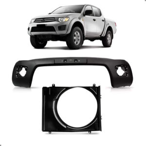 Kit Parachoque E Defletor Radiador Para Triton 2011 2012 Preto