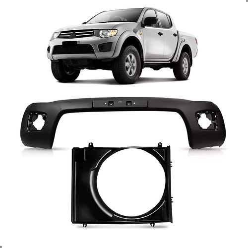 Kit Parachoque E Defletor Radiador Para Triton 2011 2012 Preto