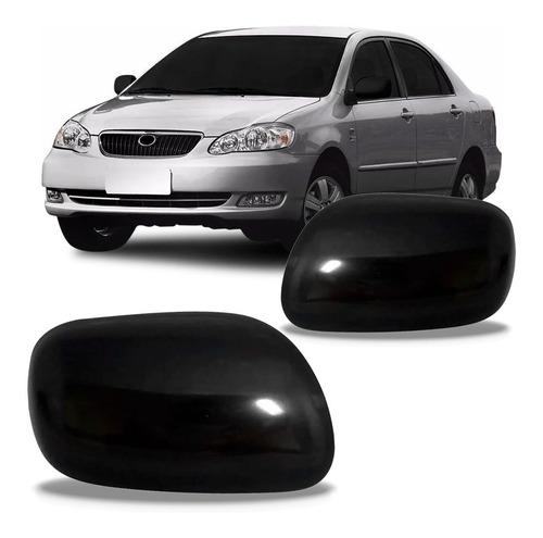 Par Capa Retrovisor Corolla 2003 2004 05 06 2007 Preto Liso