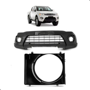 Kit Parachoque E Defletor Radiador Para Triton 2015 2016 Preto