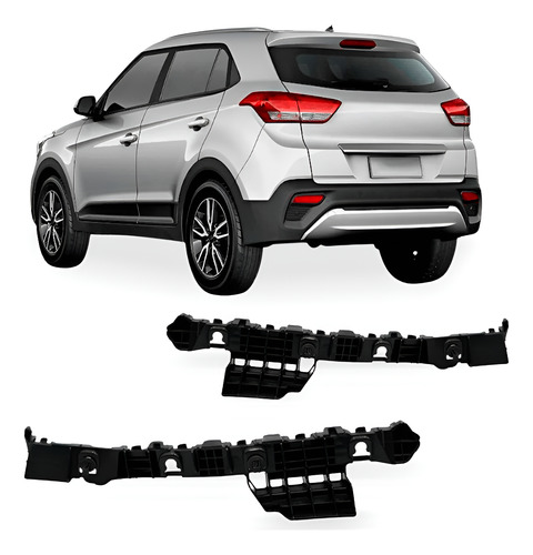 Par Suporte Guia Creta 2017 A 2021 Parachoque Traseiro