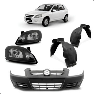 Kit Frente Celta 2007 2008 A 2012 Com Par Farol E Parabarro Preto