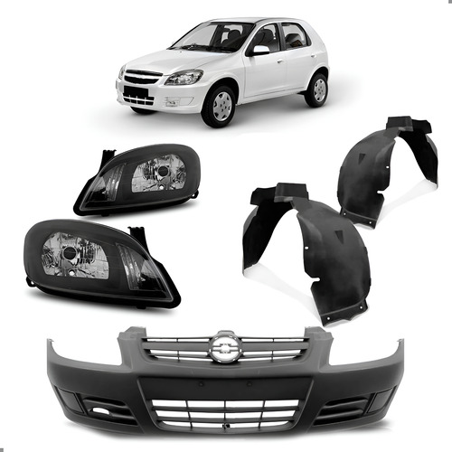 Kit Frente Celta 2007 2008 A 2012 Com Par Farol E Parabarro Preto