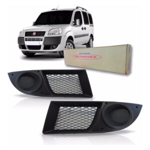 Par Grade Parachoque Moldura Milha Doblo 2009 A 2013 S/ Furo Preto