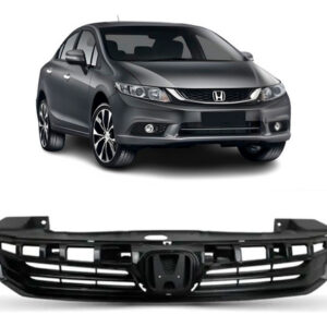 Grade Radiador Para Civic 2012 A 2015 Sem Friso Com Suporte Preto