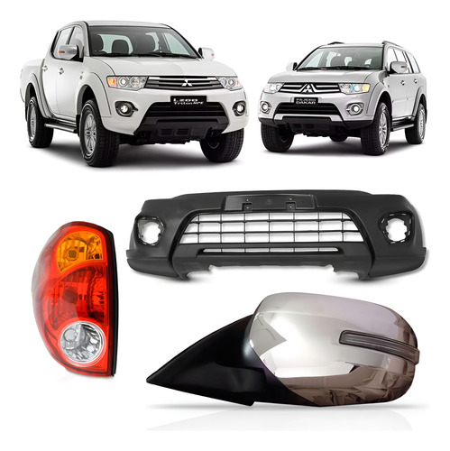 Kit L200 Triton 14 2015 Parachoque + Retrovisor + Sinaleira