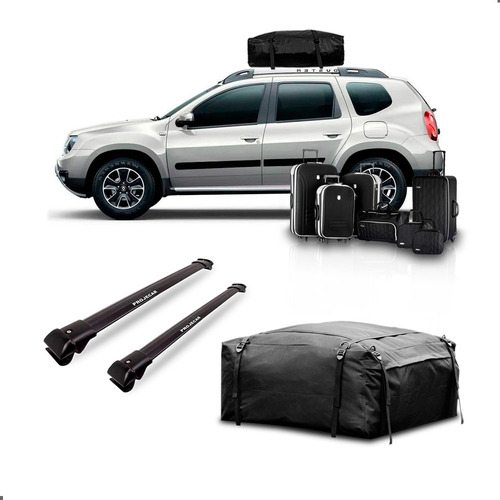 Kit Travessa Teto Duster 2012 A 2015 +maleiro Dobrável 380l Preto
