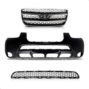 Kit Parachoque E Grade Dianteira Santa Fé 2007 A 2009 Preto