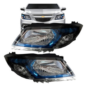 Par Farol Onix Prisma 2012 2013 2014 Mascara Negra Fume Direito E Esquerdo