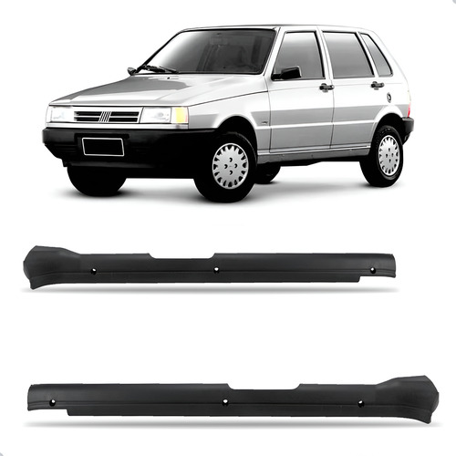 Par Soleira Para Fiat Uno 1988 Até 2010 Traseira 4 Portas  Preto
