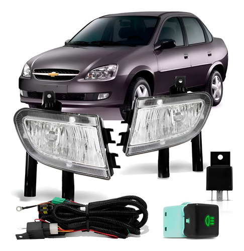 Kit Farol Milha Auxiliar Corsa Classic 2010 11 12 2013 2014 Cristal