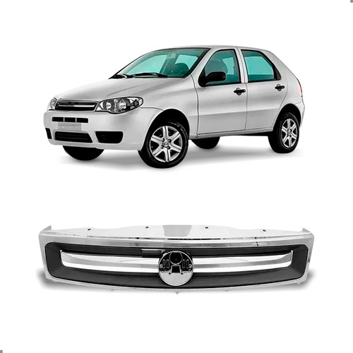 Grade Radiador Para Fiat Palio Economy 2010 A 2013 Prateado Brilhante