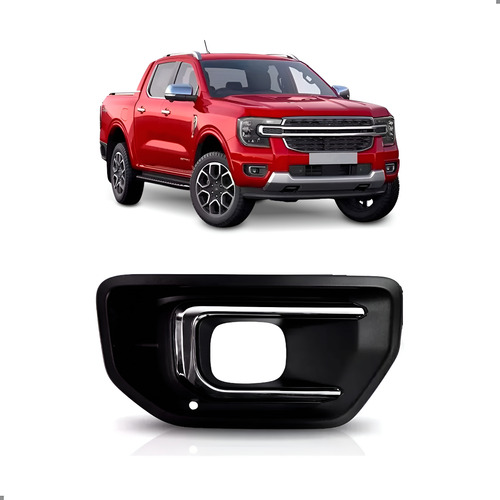 Grade Parachoque C/furo C/friso Cromado Ranger 2023 A 25 Le Preto Direito/passageiro