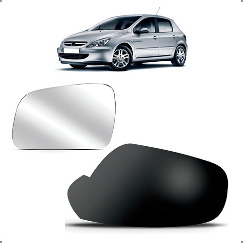 Kit Capa E Lente Retrovisor Peugeot 307 2003 A 2012 Esquerdo Esquerdo-motorista