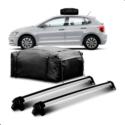Kit Rack Teto Polo 2018 2019 Prata + Maleiro Dobravel 380 L Preto