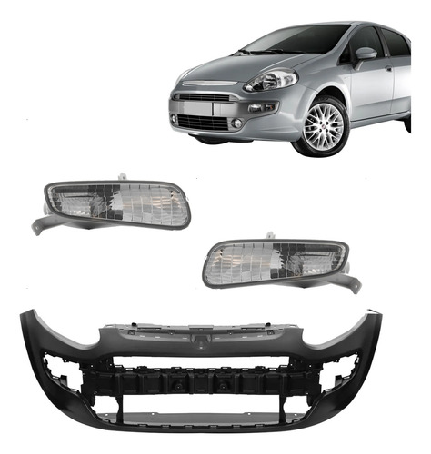Kit Parachoque Para Punto 2013 A 2017 Com Par Lanternas Para Pintar