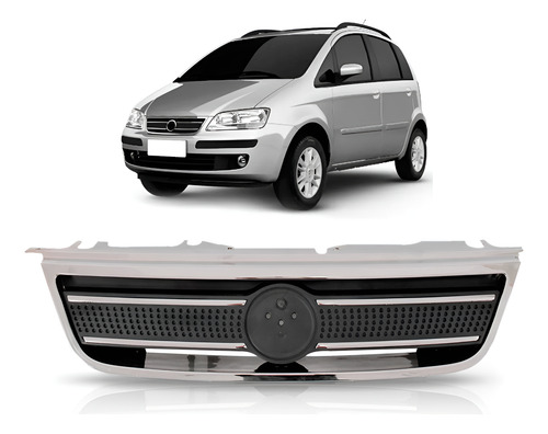 Grade Radiador Idea 2003 2010 Elx Hlx Preta C/friso 1a Linha