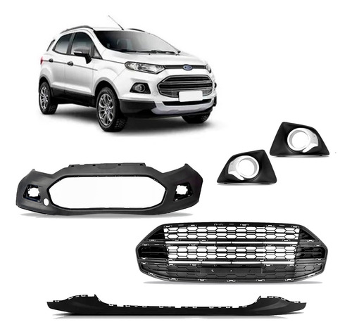 Kit Parachoque Dianteiro Para Ecosport 2013 A 2016 C/spoiler Preto