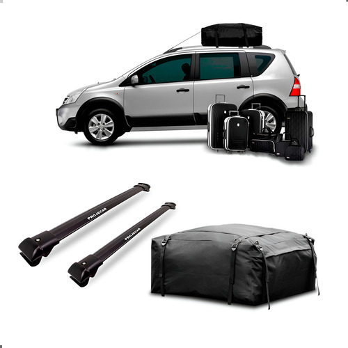 Kit Travessa Teto Livina X-gear + Maleiro Dobrável 380 L Preto