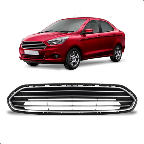 Grade Radiador Para Ford Ka Sedan 2015 A 2018 Friso Cinza Preto Fosco