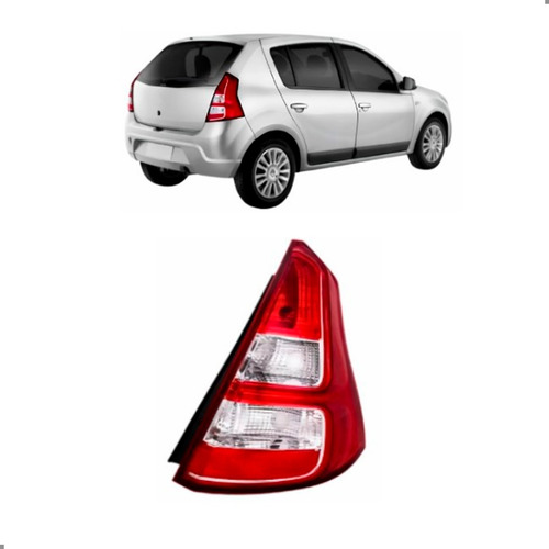 Lanterna Traseira Para Sandero 2012 A 2014 Com Friso Cromado Direito/passageiro Vermelho