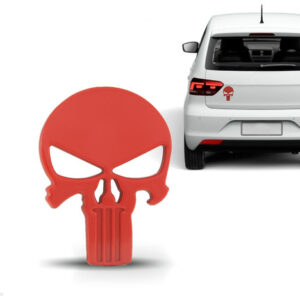 Emblema Caveira Justiceiro Carro Pequeno Vermelho