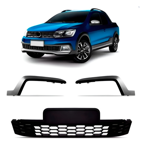 Kit Grade Central Saveiro Cross 2017 A 2022 C/ Molduras Preto