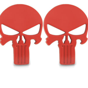 Kit 2 Emblemas Injetado Caveira Justiceiro Grande Vermelho