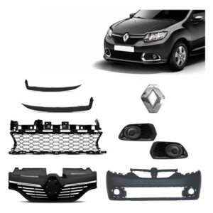 Kit Grade Parachoque Sandero 2015 2016 2017 2018 2019 Preto Brilhante