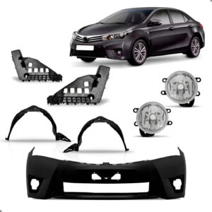 Kit Parachoque Diant Corolla 2014 A 2017 Completo Par Milhas Preto