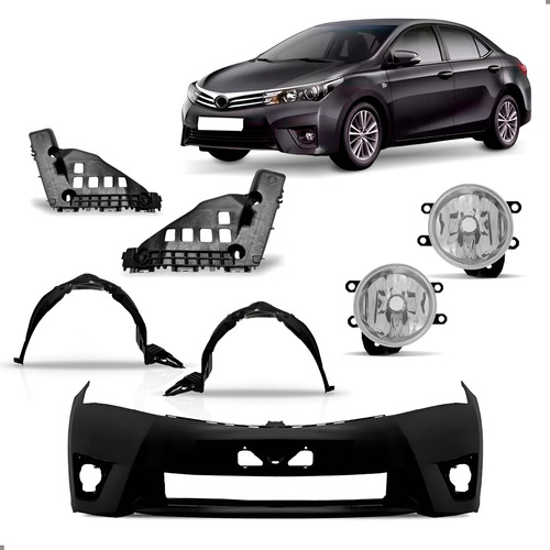 Kit Parachoque Diant Corolla 2014 A 2017 Completo Par Milhas Preto