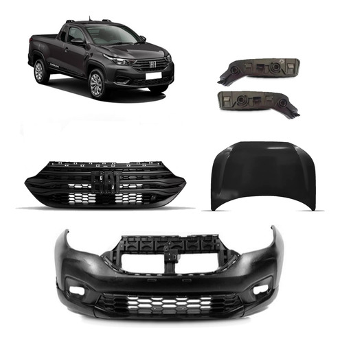 Kit Frente Para Pickup Para Fiat Strada 2020 A 2026 Preto
