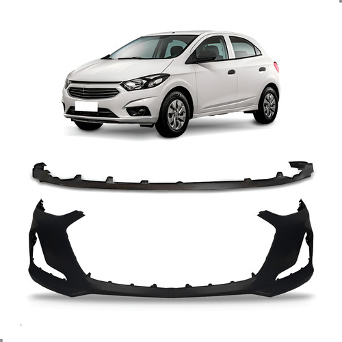 Kit Parachoque Diant. Para Onix 2020 A 2025 Com Saia Spoiler Preto