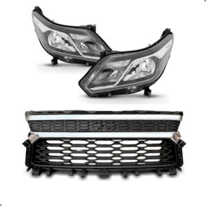 Kit Frente Para Para S10 2021 A 2024 Grade Par Farol Preto