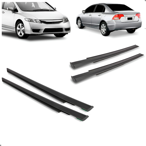 Par Pestana New Civic 2007 A 2011 Dianteira E Tras. Externa Preto