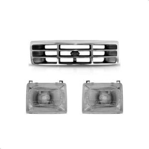 Kit Grade E Farol Cromados Para Ford F1000 1997 1998 A 1999 Cinza Brilhante