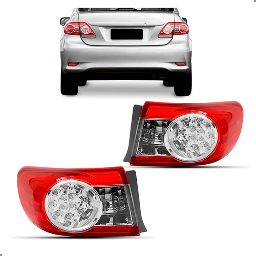 Par Lanterna Traseira Canto Corolla 2012 2013 Cristal Ambos Lados