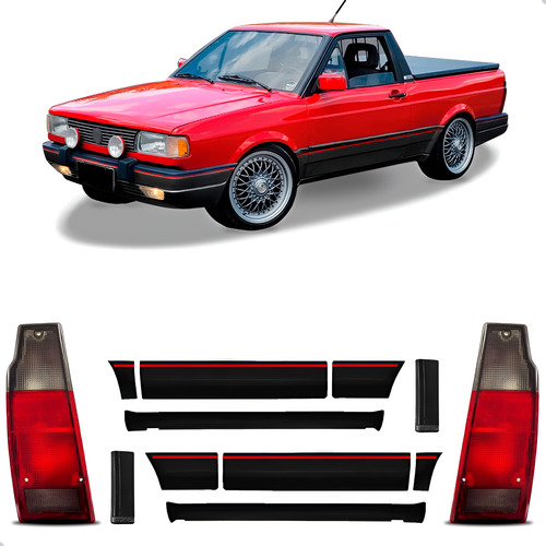 Kit Friso Borrachão Saveiro Gts 1987 A 1995 Sinaleiras Fumê Preto